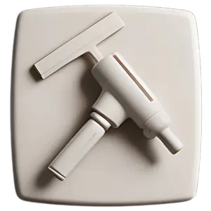 Minimal 3D clay icon of a squeegee and heat gun representing expert professional window tint installation.